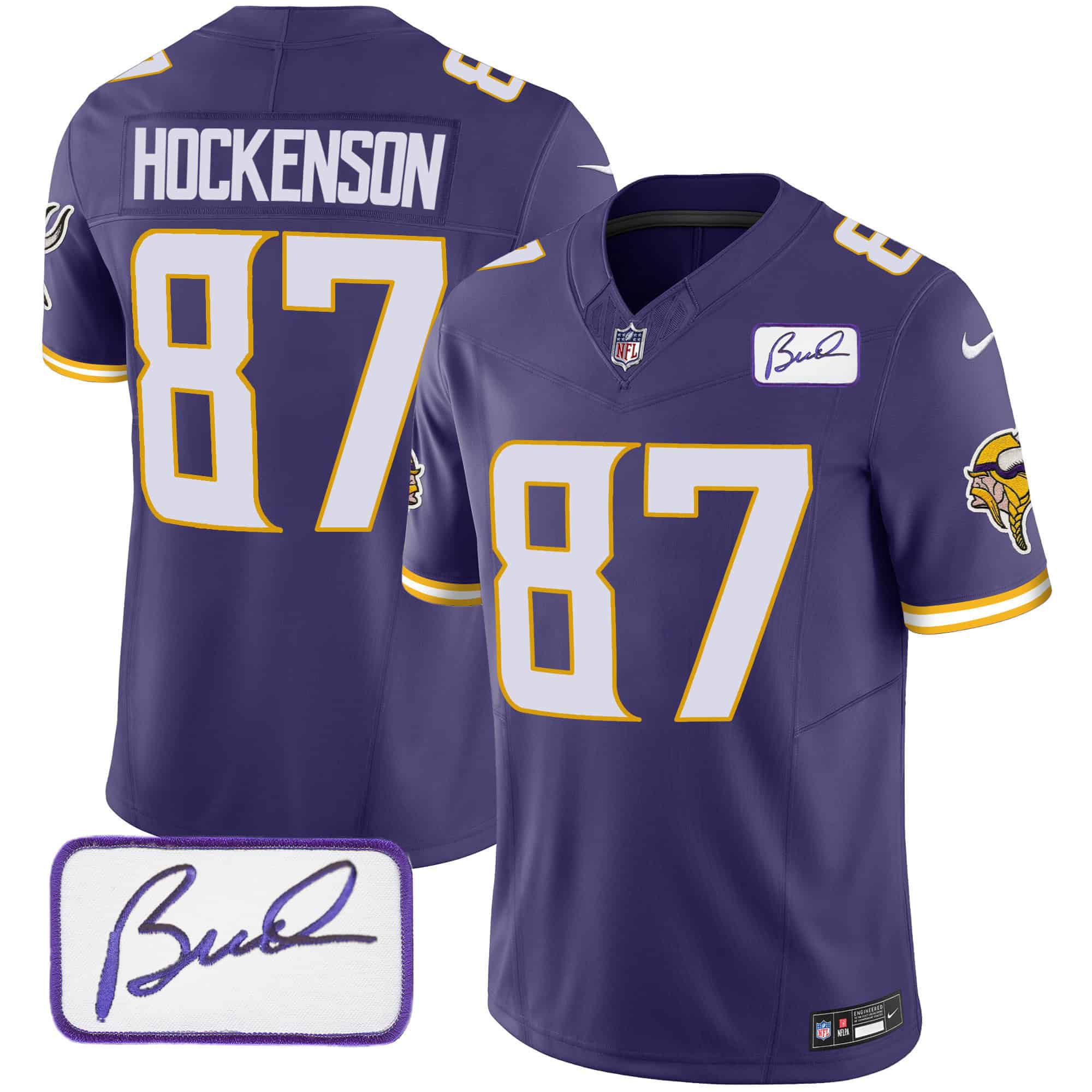 Men Minnesota Vikings 87 Hockenson Purple 2024 Nike Bud Grant Patch Classic Limited NFL Jersey style 3